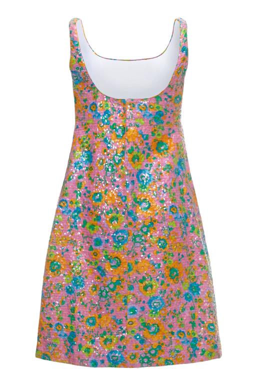 1960s All Over Floral Sequinned Dress by Royalton For Sale at 1stdibs