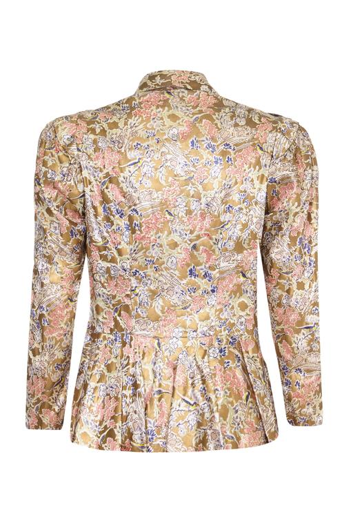 1930s Gold Floral Printed Silk Jacket For Sale at 1stdibs