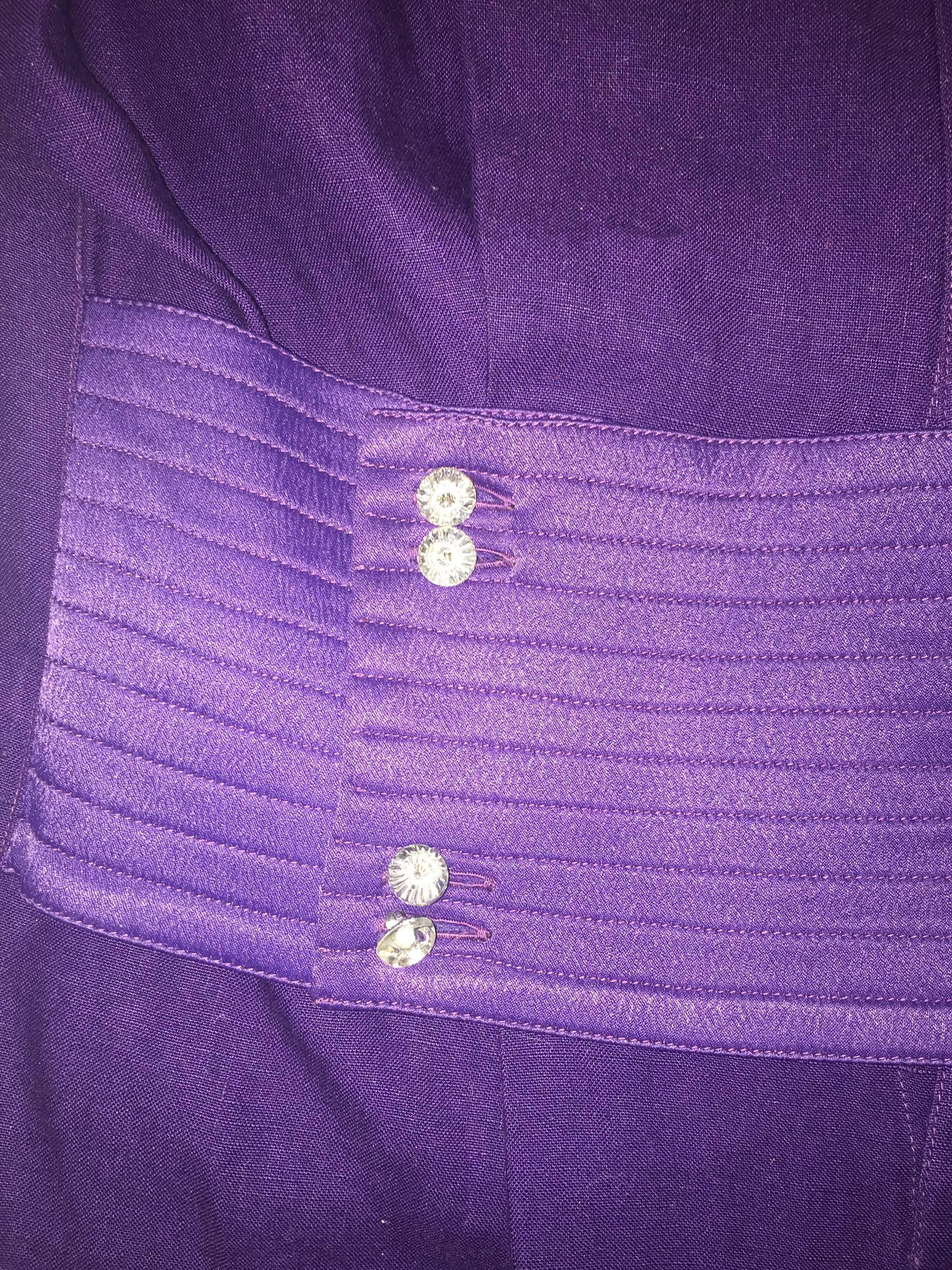 Women's 1980s Gianni Versace Purple Linen & Satin Dress
