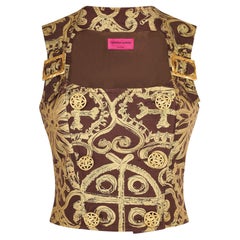 1993 Christian Lacroix Brown and Gold Corset Top