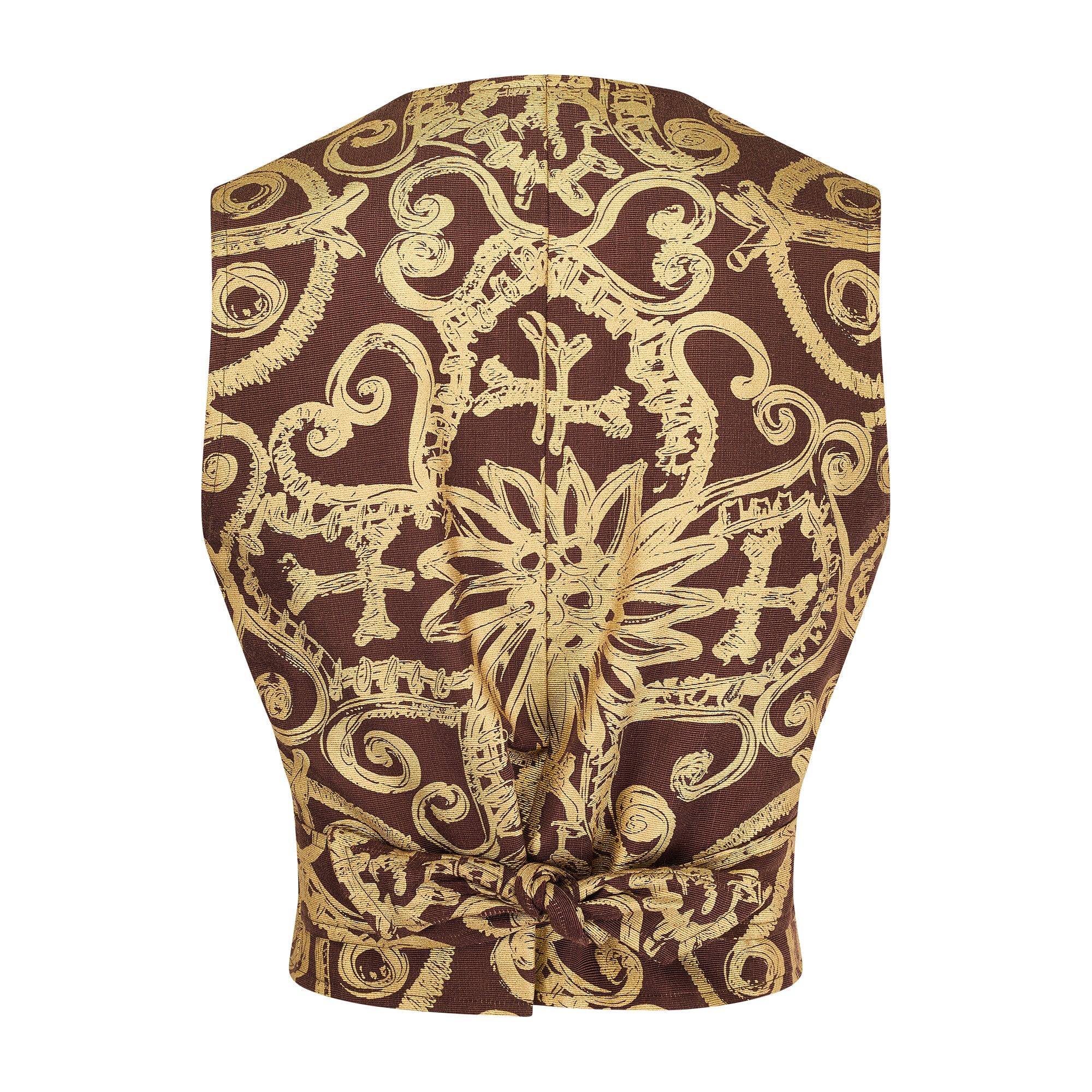 Marrone 1993 Christian Lacroix Top a corsetto marrone e oro in vendita