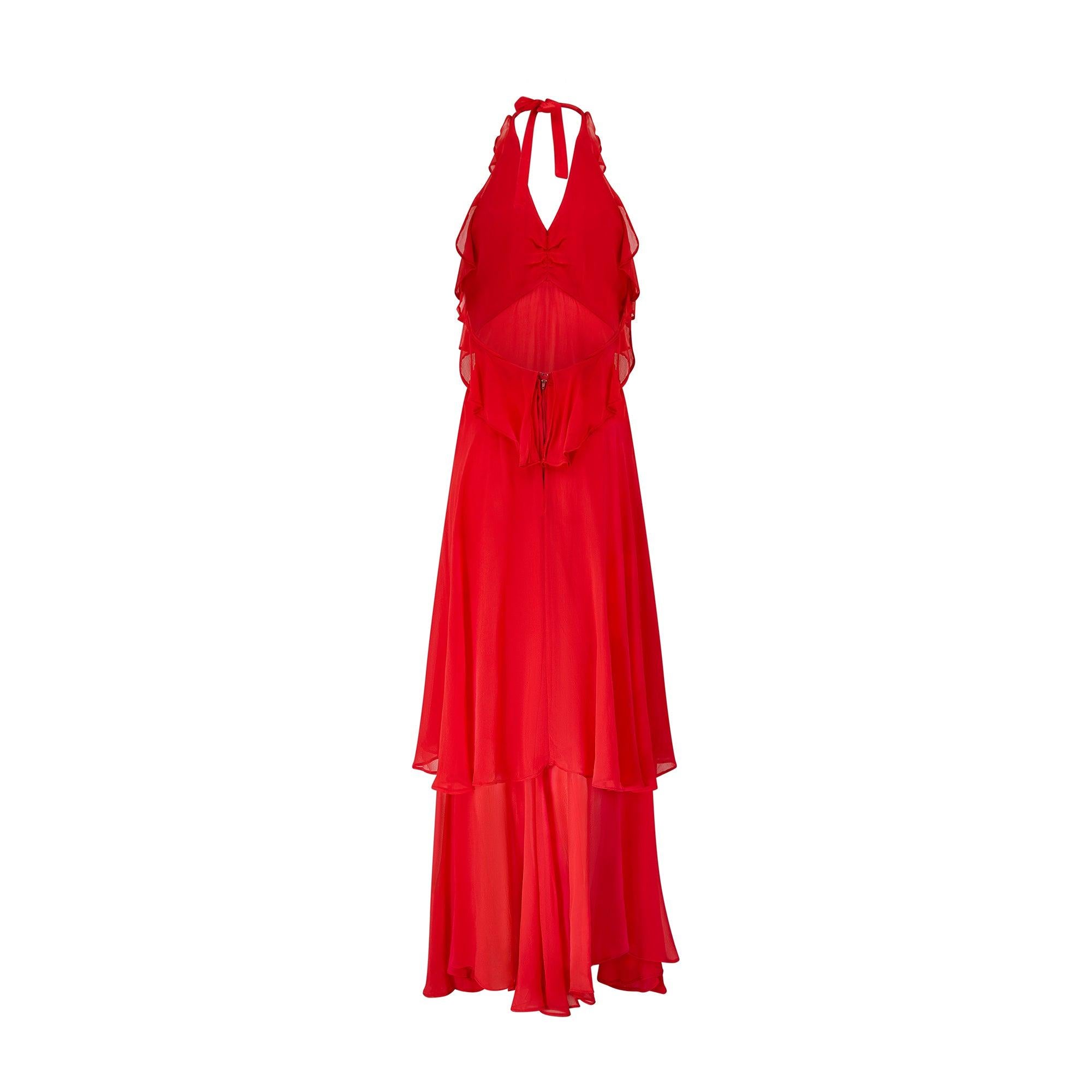 Rouge Robe à col bénitier rouge Benny Ong pour Mushroom Boutique des années 1970 en vente