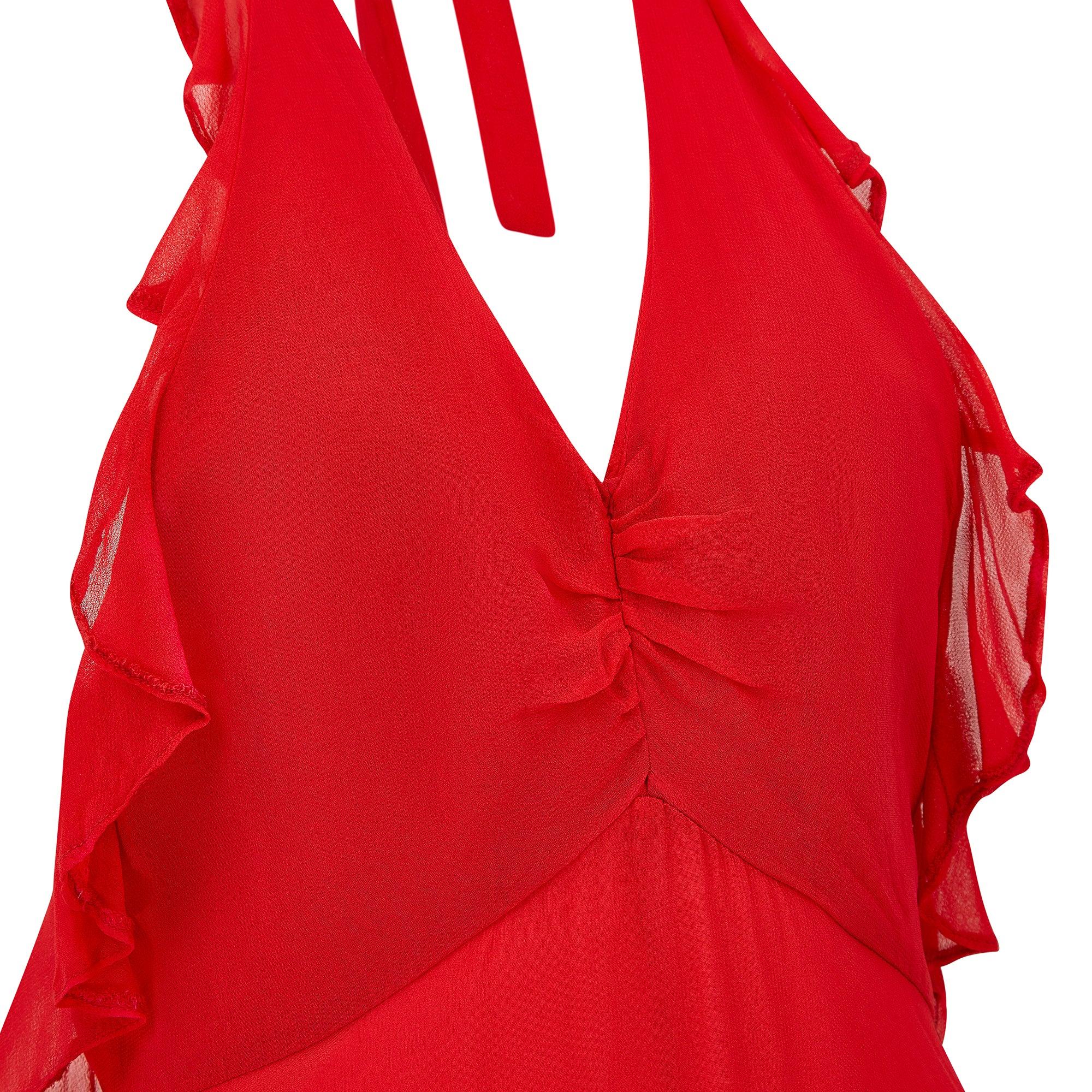 Robe à col bénitier rouge Benny Ong pour Mushroom Boutique des années 1970 Bon état - En vente à London, GB