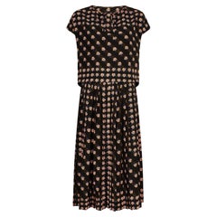 Abito con gonna in chiffon floreale nero e rosa di Céline degli anni '80