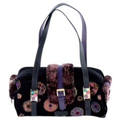 Y2K Longchamp Purple Embellished Carpet Bag