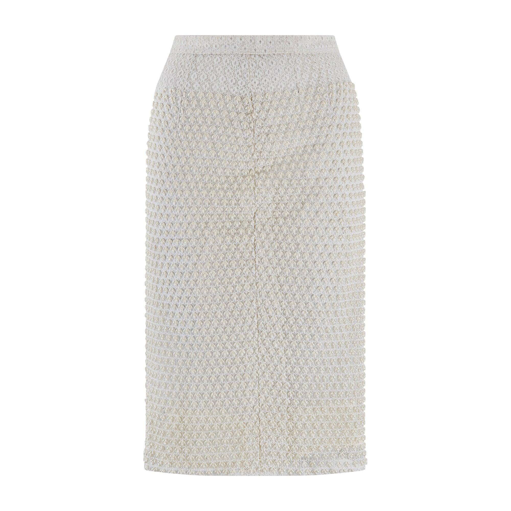 Top y falda de perlas blancas De-Jans de los años 60 en Excelente estado para la venta en London, GB