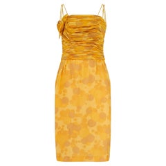 Vintage 1960s Lee Delman Bubble Print Yellow Chiffon Dress