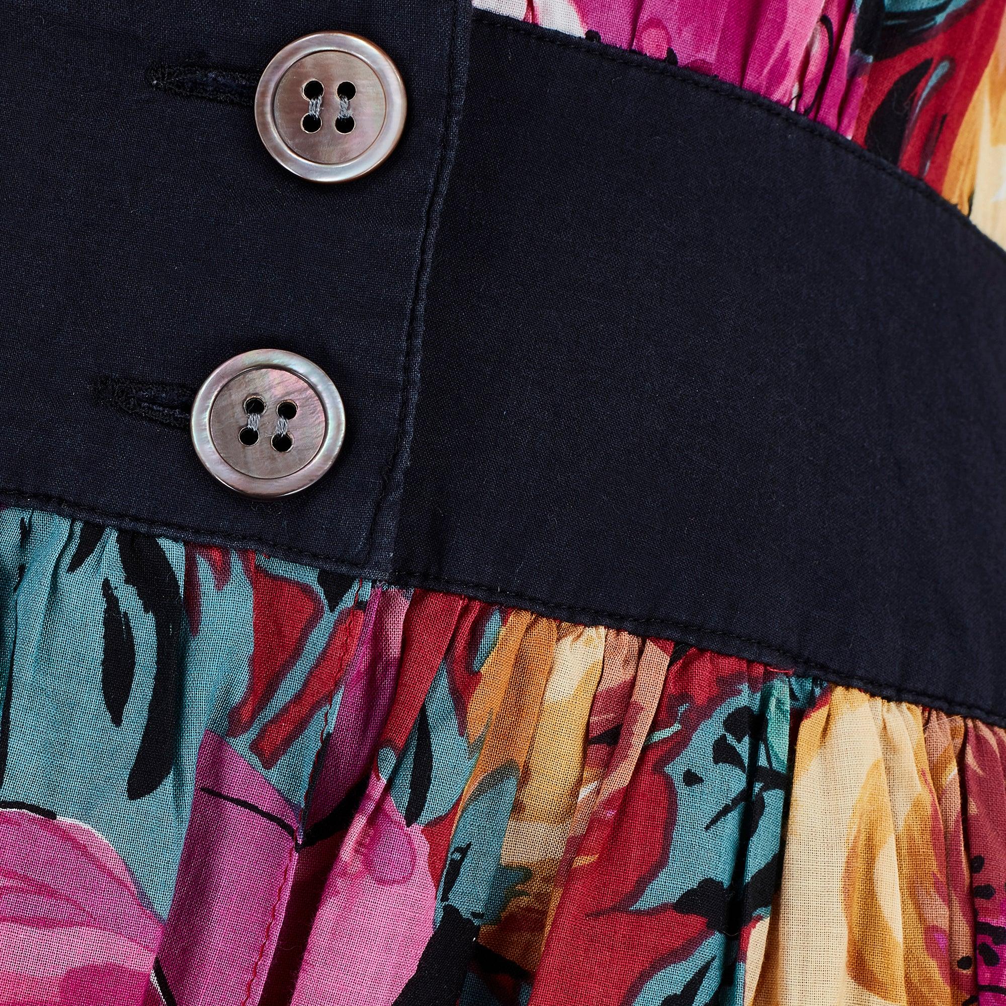 Robe mi-haute en coton à fleurs Hanae Mori, années 1980 Excellent état - En vente à London, GB