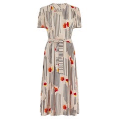 1970s Jeff Banks Art Deco Geometric Print Midi Dress