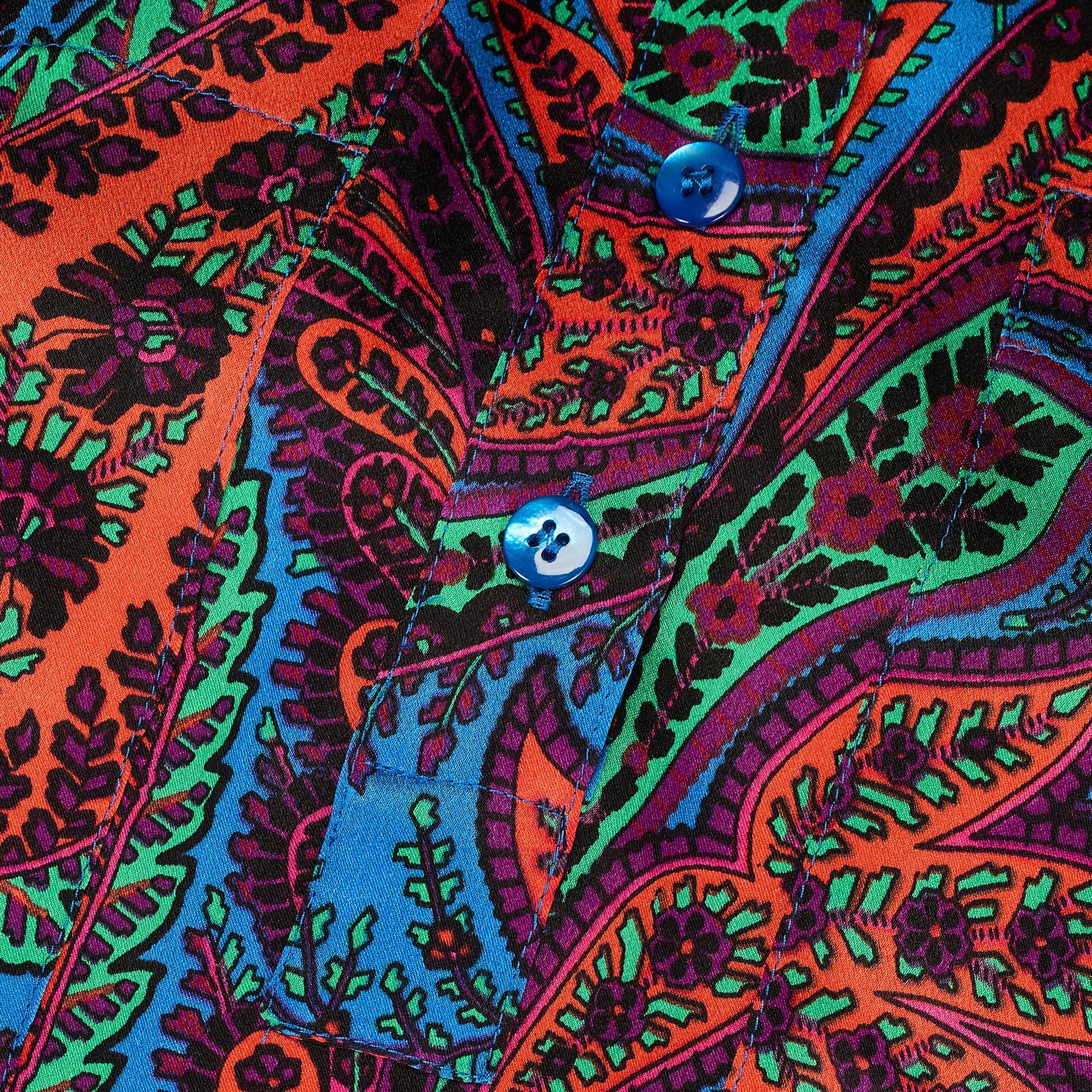 1980 - Escada - Chemisier à col amovible en soie à motifs de marguerites et de pierres précieuses Excellent état - En vente à London, GB