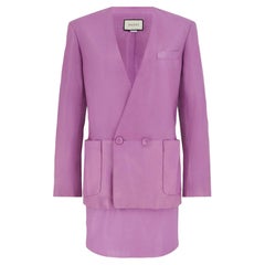 2019 Gucci Runway Documented Lilac Leather Skirt Suit