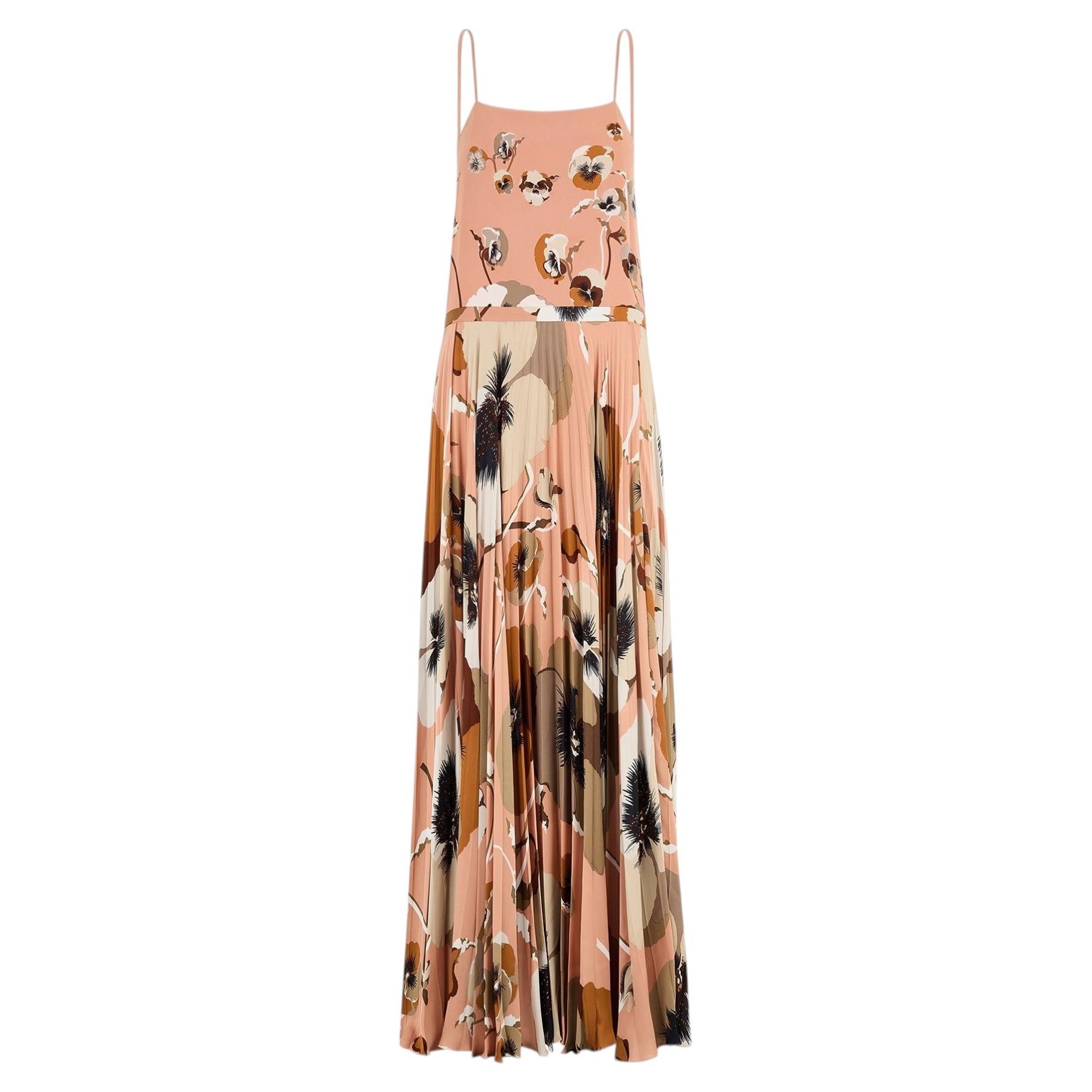 2012 Gucci Documented Peach Floral Maxi-Dress For Sale
