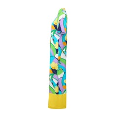 1980s Turquoise Blue Yellow Geometric Print Jumpsuit