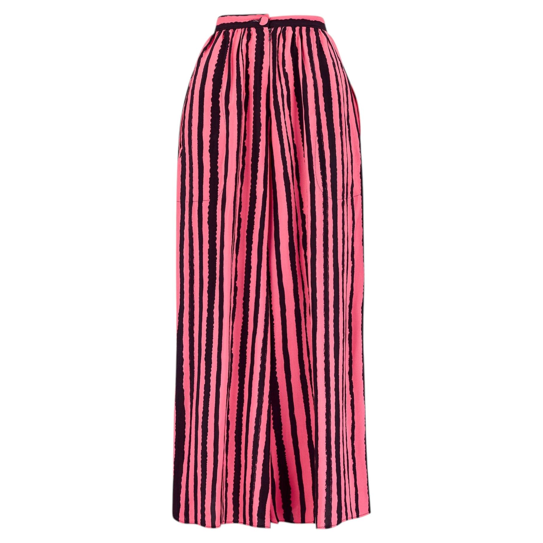 Pre-owned Christian Lacroix 1990s  Black Pink Striped Wide Leg Trousers