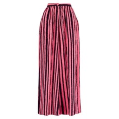 1990s Christian Lacroix Black Pink Striped Wide Leg Trousers