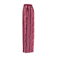 1990s Christian Lacroix Black Pink Striped Wide Leg Trousers