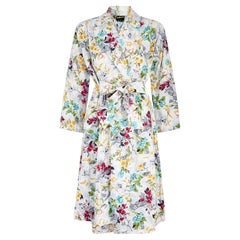 1950s Denham Grey Floral Cotton Wrap-Dress