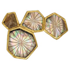 1990s Fabrice of Paris Large Pearlescent Hexagonal Brooch