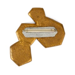 1990s Fabrice of Paris Large Pearlescent Hexagonal Brooch