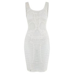 2014 Philipp Plein White Skull Knit Bodycon Dress