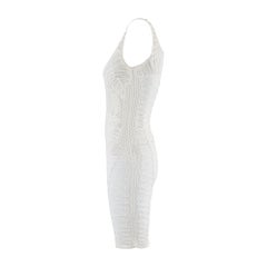 2014 Philipp Plein White Skull Knit Bodycon Dress