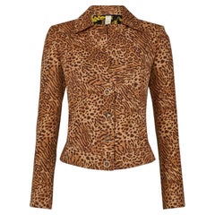 1990s Versace Leopard Print Silk Jacket