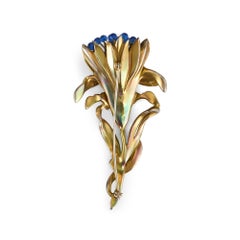 1941 Reja Large Enamel Floral Iris Brooch with Diamantes