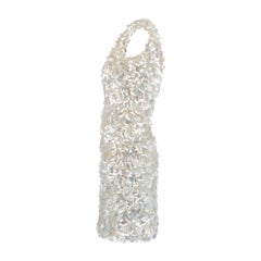1960s Macy's Iridescent Sequin Cream Knitted Shift Dress