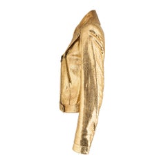 2000s Alexander McQueen Gold Python Leather Biker Jacket