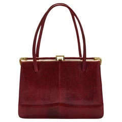 1960s Marquessa Red Lizard Leather Top Handle Bag