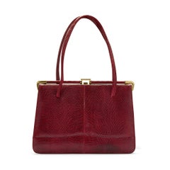 1960s Marquessa Red Lizard Leather Top Handle Bag