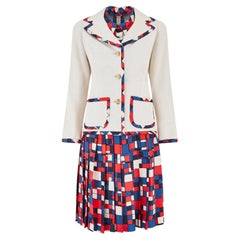 1970s Bellville Sassoon Silk Twill Dress and Linen Jacket Ensemble