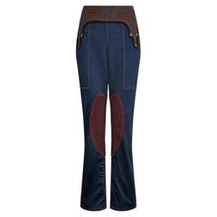 1990s Gianfranco Ferre Boutique Indigo Satin and Jacquard Trousers