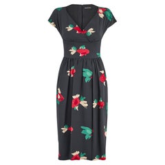 1970s Halston Black Label Koi Fish Printed Silk Dress