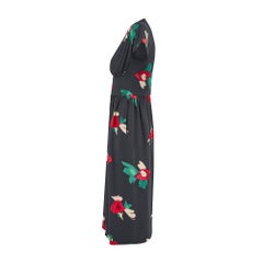 1970s Halston Black Label Koi Fish Printed Silk Dress