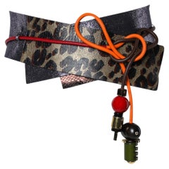 2009 Louis Vuitton Runway Leopard Print Leather Obi Waist Belt