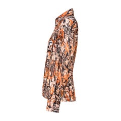 1970s Paco Rabanne Brown and Orange Boutique Print Shirt
