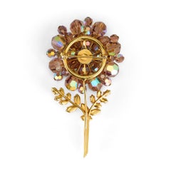 1960s Large Iridescent Amber Floral Brooch