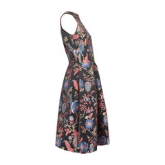 1960s Black Pink Blue Metallic Brocade Gown