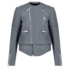 2012 Nicolas Ghesquière for Balenciaga Grey Leather Motorcycle Jacket