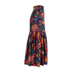 1986 Ungaro Documented Parallele Floral and Lamé Skirt