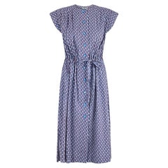 1990s Liberty Geometric Print Cotton Dress with Triangle Buttons