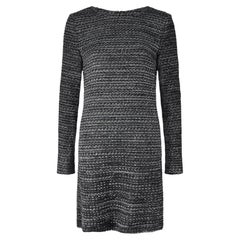 2012 Chanel Charcoal Grey Metallic Tweed Dress with Geode Buttons