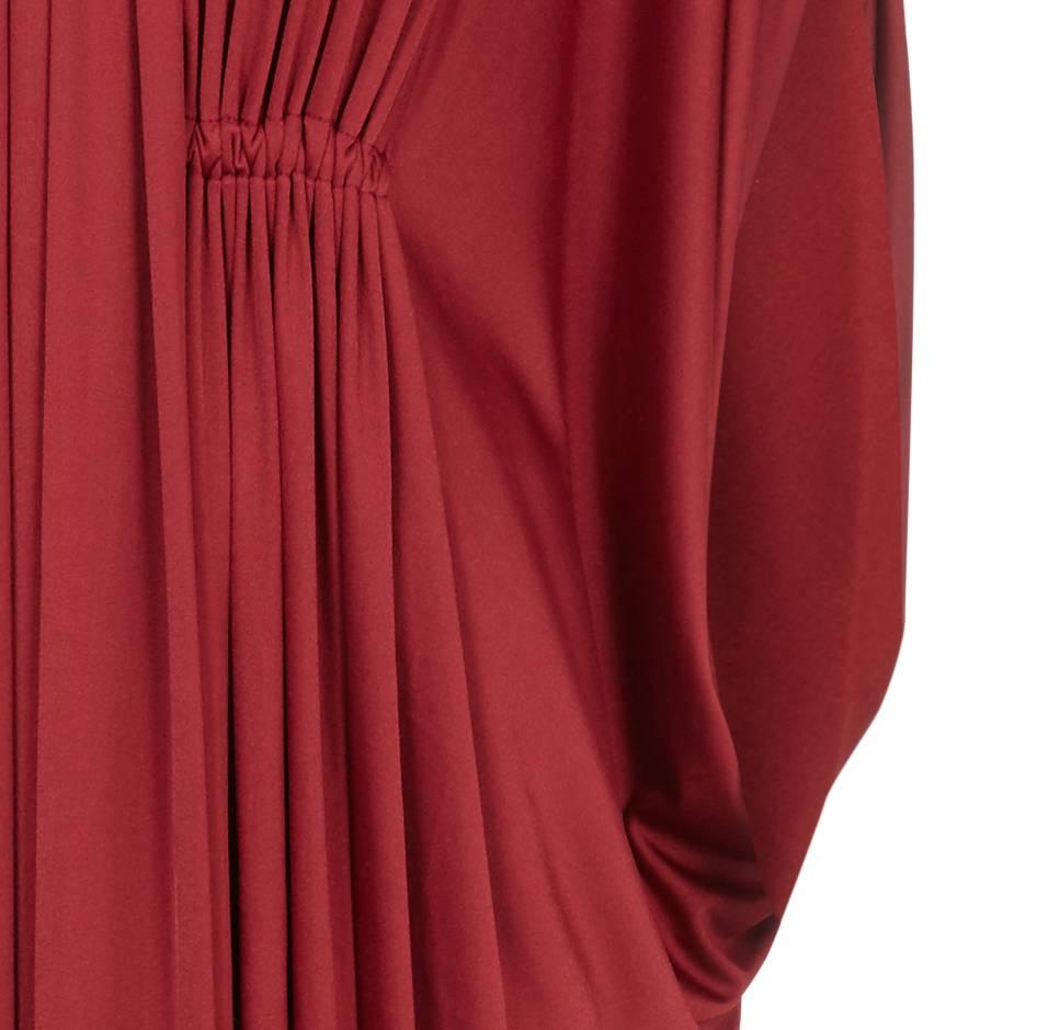 Red 1970s Yuki Silk Jersey Drape Dress In Deep Rust