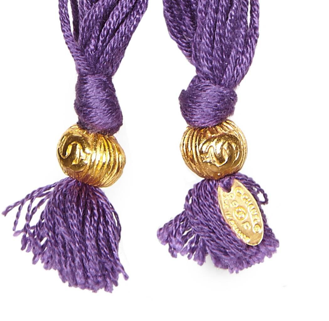 Chanel 1990s Faux Amethyst Necklace / Belt with Gold Gilt Beads & Tassel Detail 1