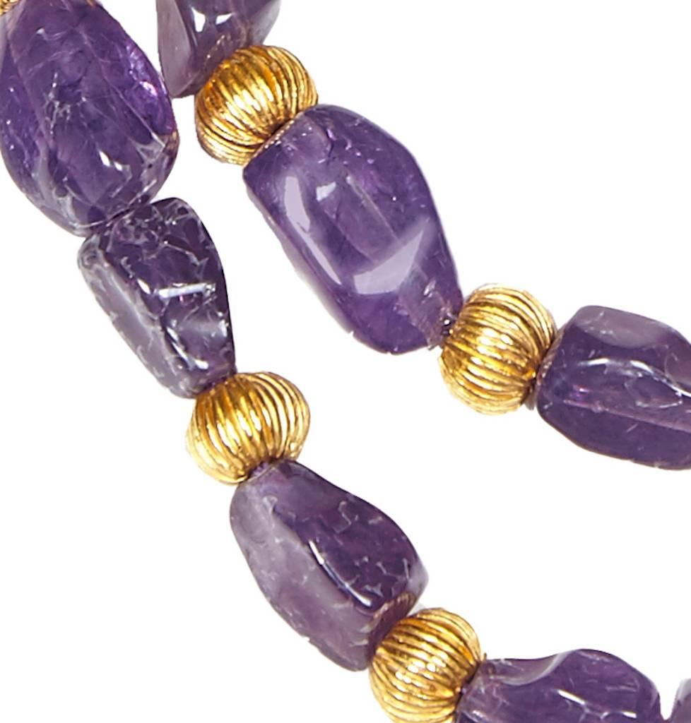 Chanel 1990s Faux Amethyst Necklace / Belt with Gold Gilt Beads & Tassel Detail 2