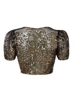 1930s Black Tulle and Gold Sequinned Capelet Bolero
