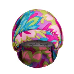 Royal Milliner Simone Mirman 1960s Colourful Crepe Silk Turban Hat