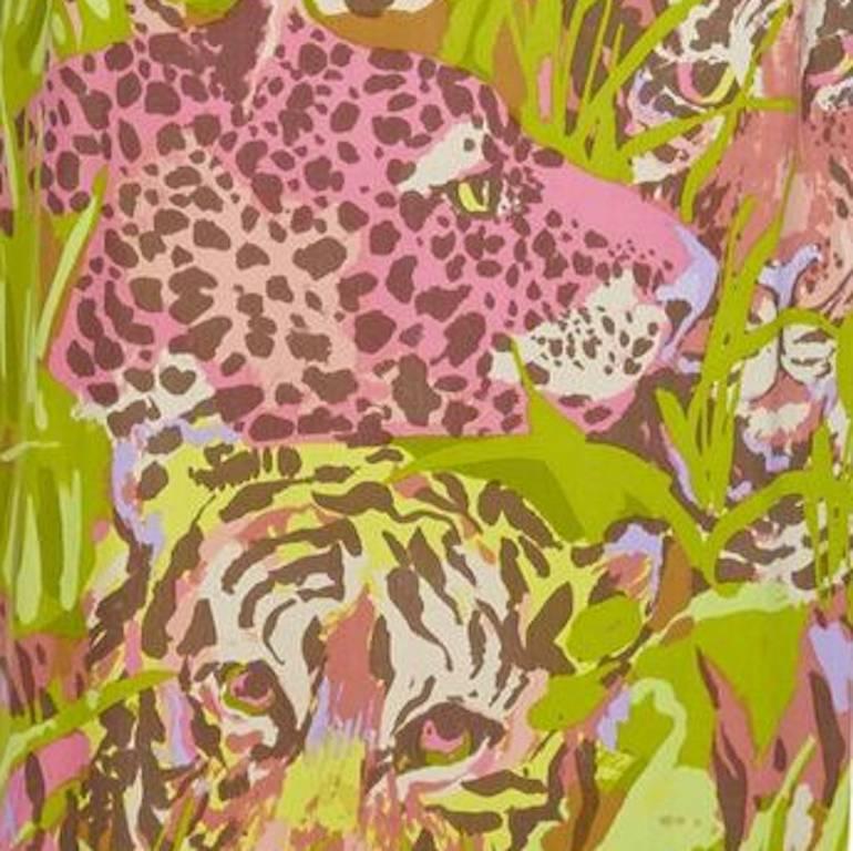 Ken Scott 1960s Sleeveless Novelty Big Cat Print Maxi Dress 1