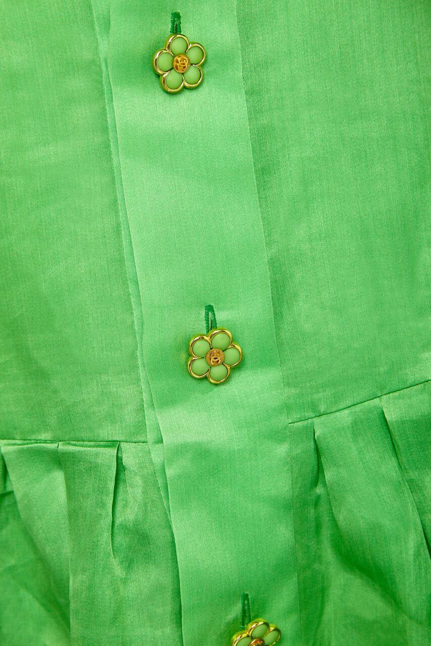 Chanel 1980s Emerald Green Silk Organza Skirt With Bow Detail In Excellent Condition In London, GB
